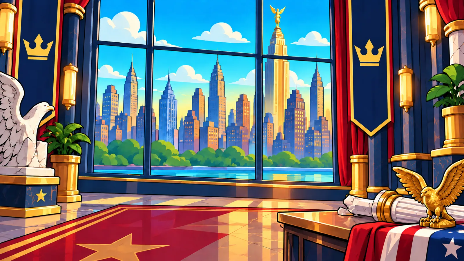 Super Ego: Power Trip illustrated game world